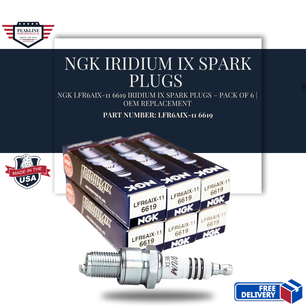 NGK LFR6AIX-11 6619 Iridium IX Spark Plugs – Pack of 6 | OEM Replacement