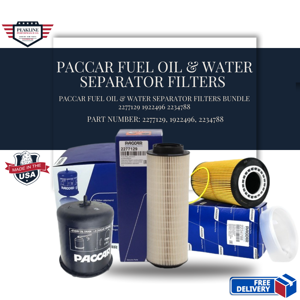 Paccar Fuel Oil & Water Separator Filters Bundle 2277129 1922496 2234788