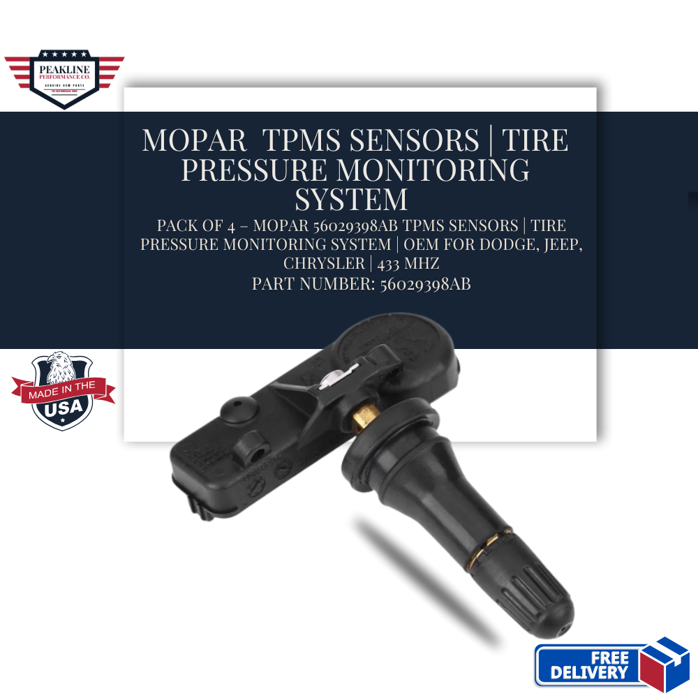 Pack of 4 – Mopar 56029398AB TPMS Sensors | Tire Pressure Monitoring System | OEM for Dodge, Jeep, Chrysler | 433 MHz