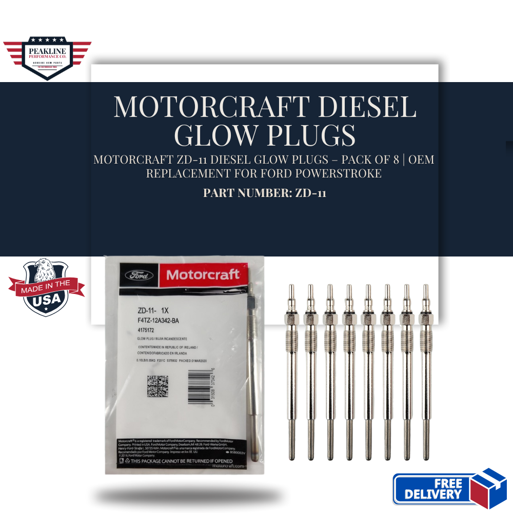 Motorcraft ZD-11 Diesel Glow Plugs – Pack of 8 | OEM Replacement for Ford Powerstroke