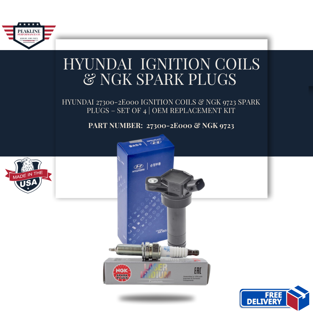 Hyundai 27300-2E000 Ignition Coils & NGK 9723 Spark Plugs – Set of 4 | OEM Replacement Kit