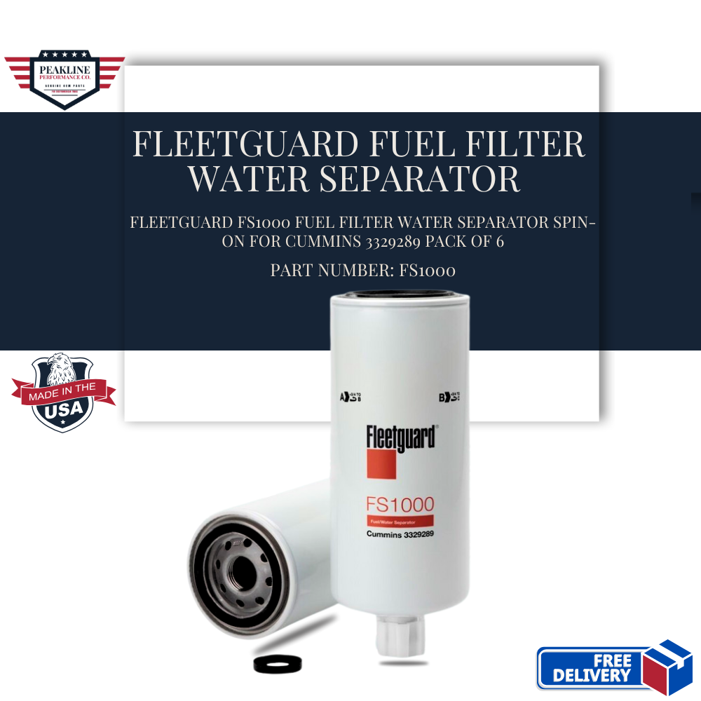 Fleetguard FS1000 Fuel Filter Water Separator Spin-On For Cummins 3329289 Pack of 6