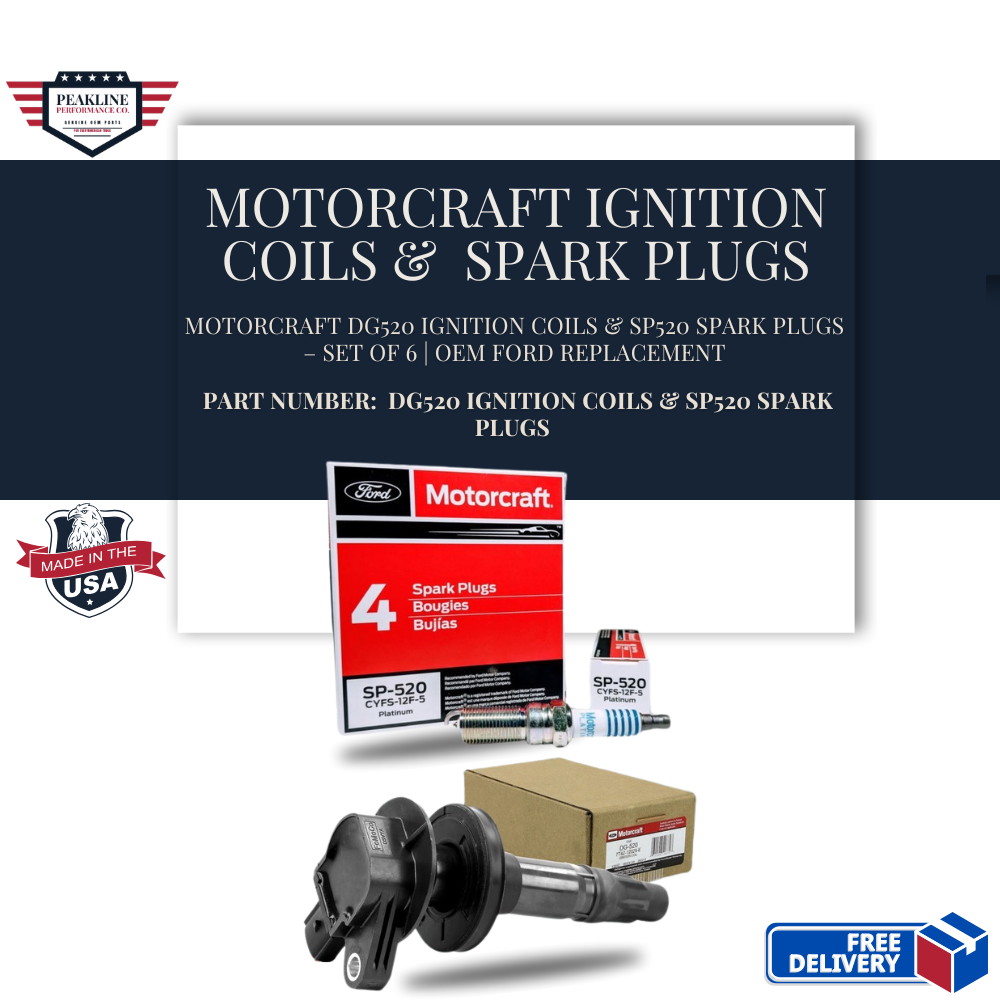 Motorcraft DG520 Ignition Coils & SP520 Spark Plugs – Set of 6 | OEM Ford Replacement