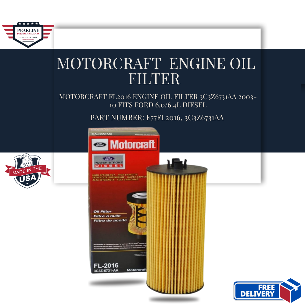 Motorcraft FL2016 Engine Oil Filter 3C3Z6731AA 2003-10 Fits Ford 6.0/6.4L Diesel