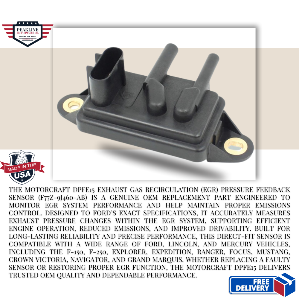 Motorcraft DPFE15 Exhaust Gas Recirculation Pressure Feedback Sensor F77Z-9J460-AB