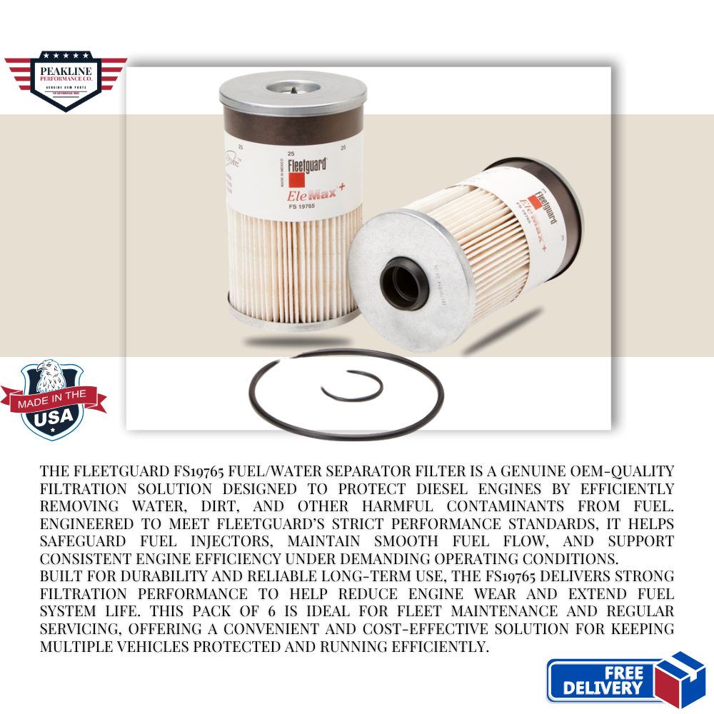 Fleetguard FS19915 Fuel/Water Separator Filter – Pack of 6