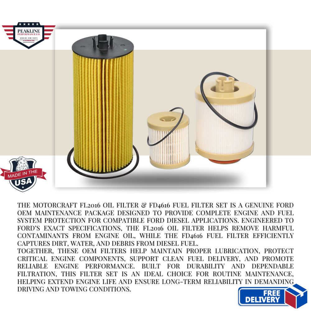 Motorcraft FL2016 Oil Filter & FD4616 Fuel Filter Set | Genuine Ford OEM