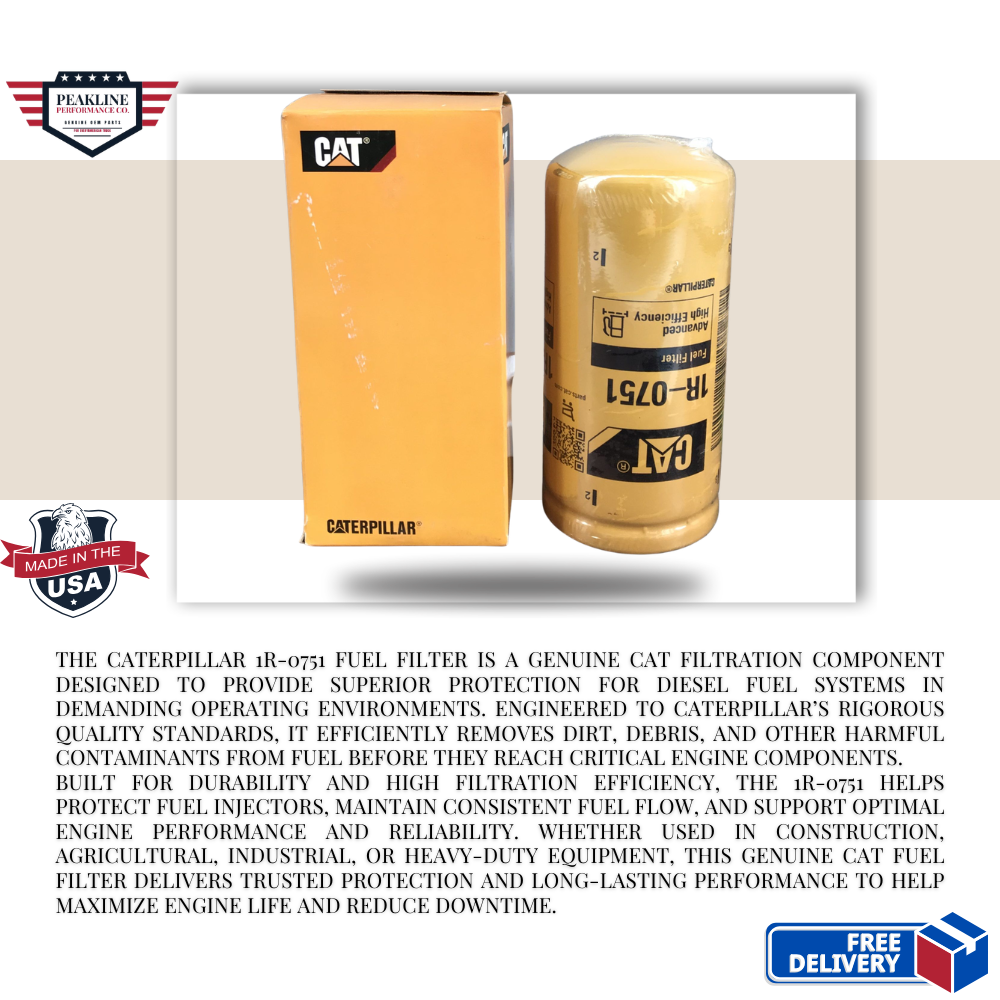 Caterpillar 1R-0751 Fuel Filter | Genuine CAT Diesel Engine Filter