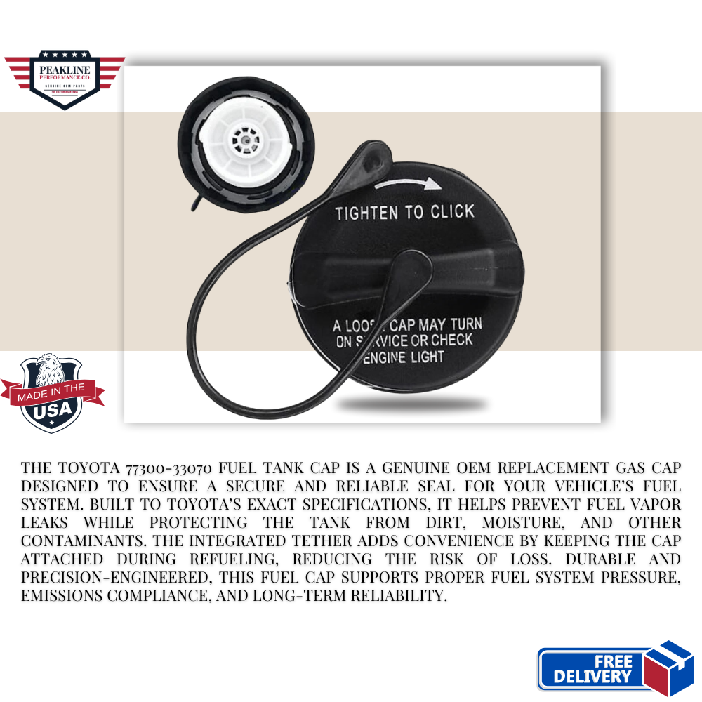 Toyota 77300-33070 Fuel Tank Cap – Gas Cap with Tether