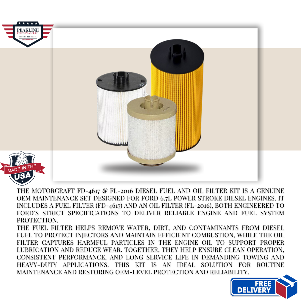 Motorcraft FD-4617 & FL-2016 Diesel Fuel and Oil Filter Kit for Ford 6.7L Powerstroke