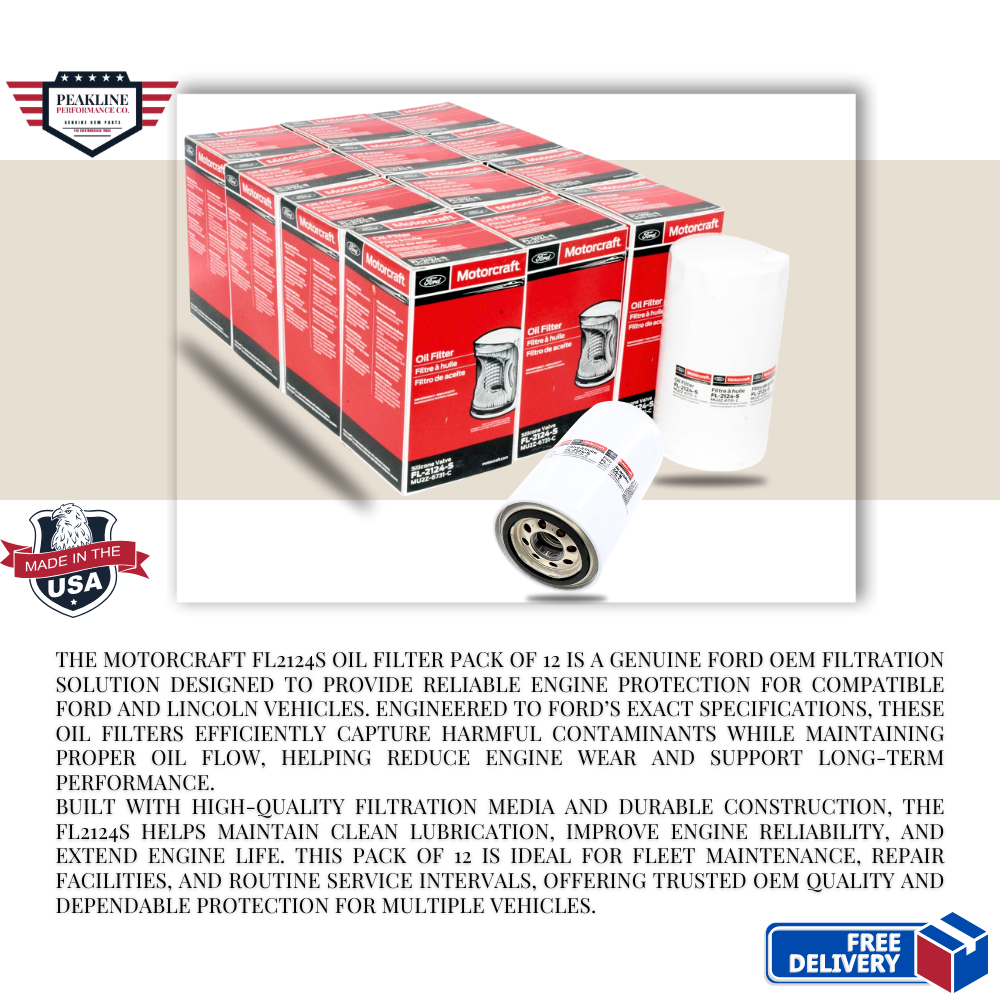 Motorcraft FL2124S Oil Filter Pack of 12 | Genuine Ford OEM Replacement | Protects Ford & Lincoln Engines