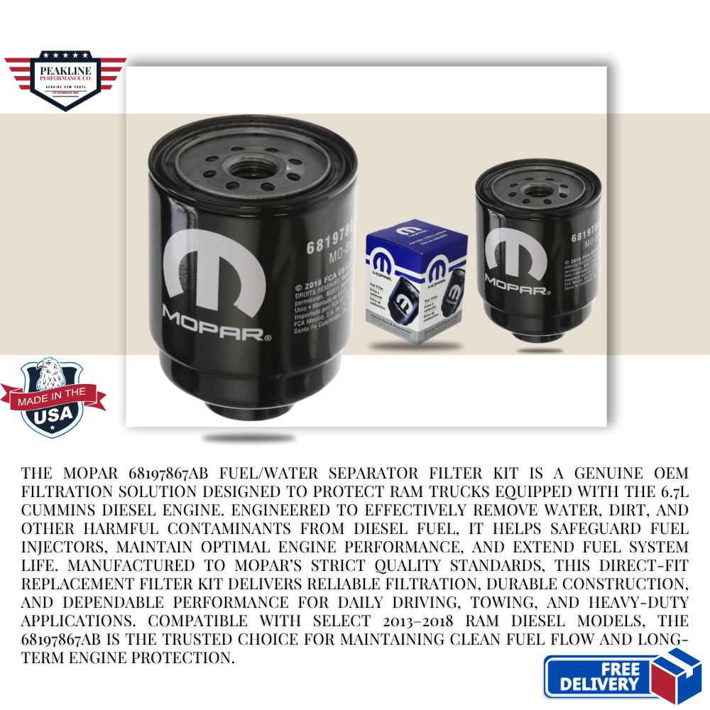 Mopar 68197867AB Fuel/Water Separator Filter Kit