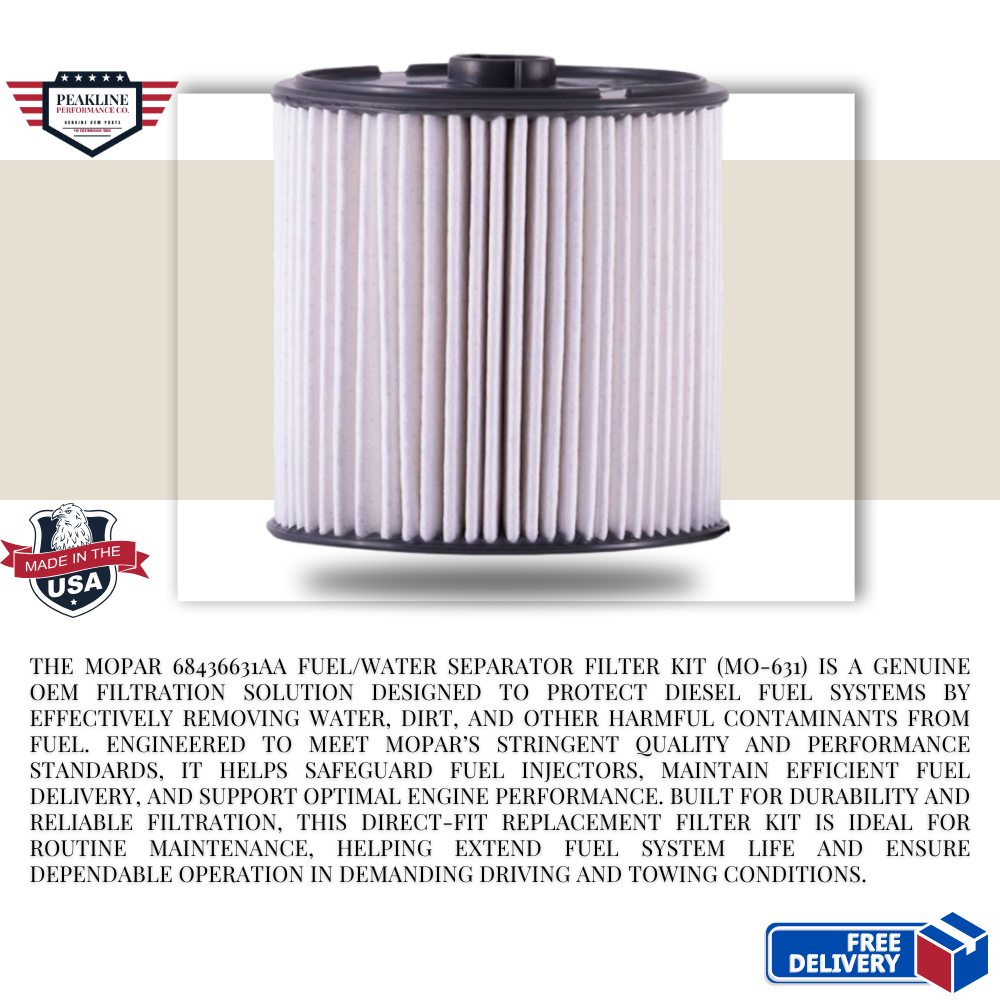 Mopar 68436631AA Fuel/Water Separator Filter Kit MO-631