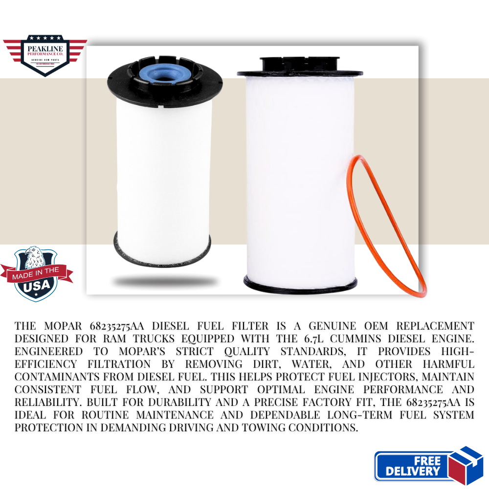 Mopar 68235275AA Diesel Fuel Filter – Genuine OEM for 6.7L Cummins Ram Trucks