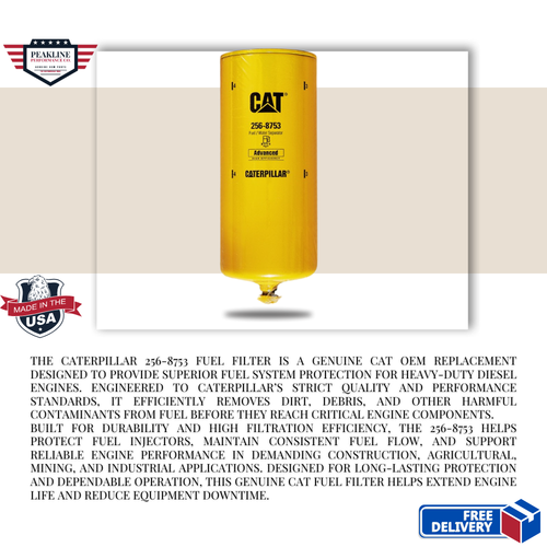 Caterpillar 256-8753 Fuel Filter | Genuine CAT OEM Replacement | Heavy Equipment Diesel Protection