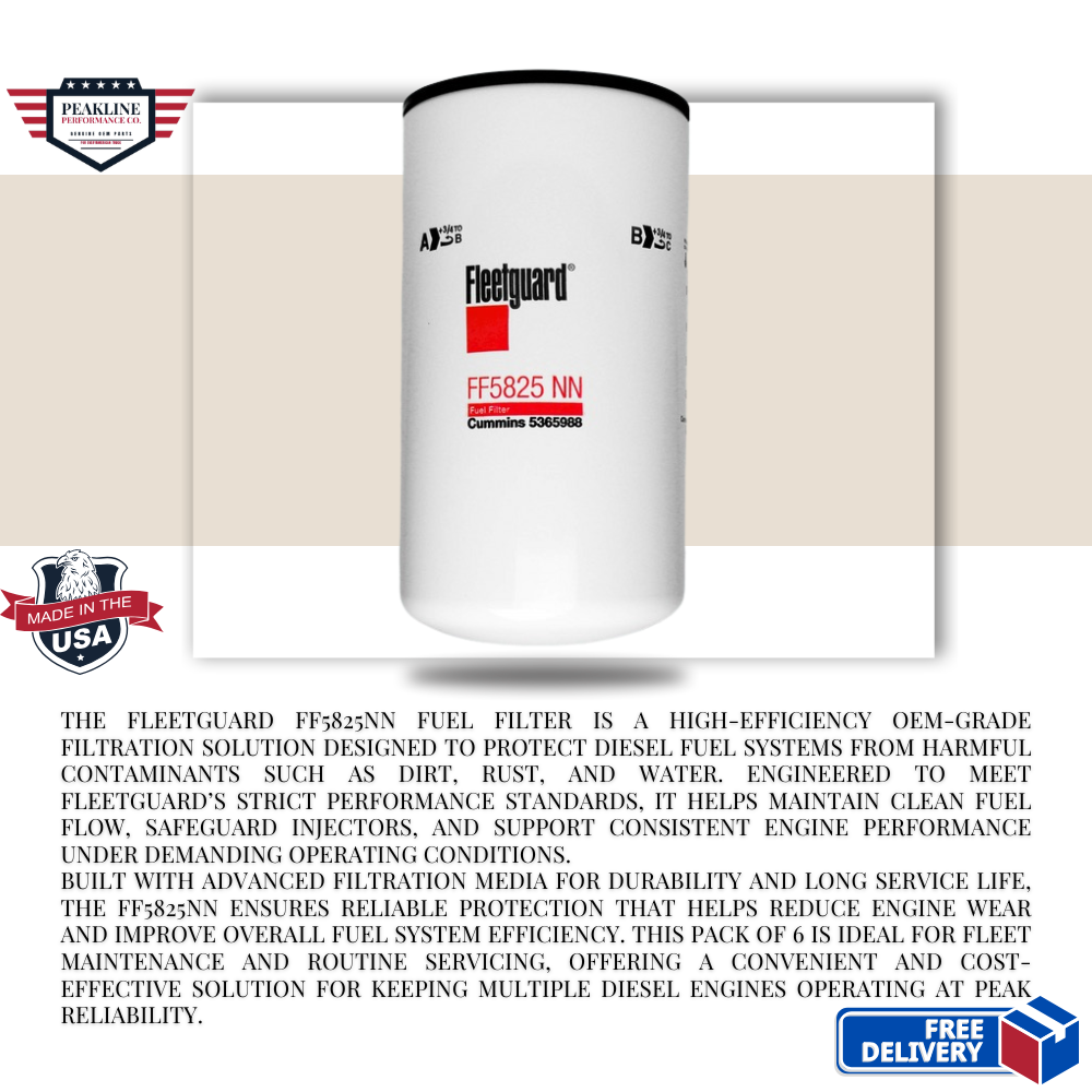 Fleetguard FF5825NN Fuel Filter – Pack of 6