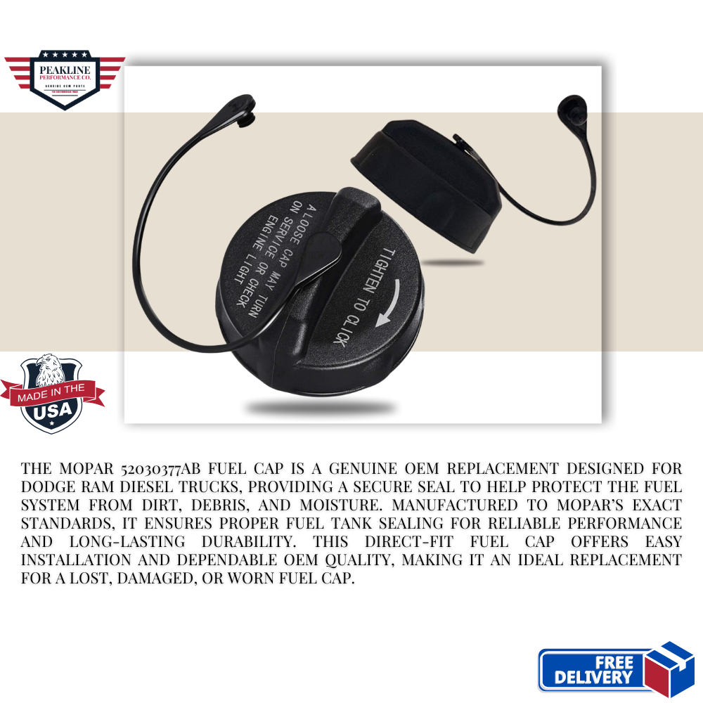 Mopar 52030377AB Fuel Cap – OEM Diesel Fuel Tank Cap for Dodge Ram