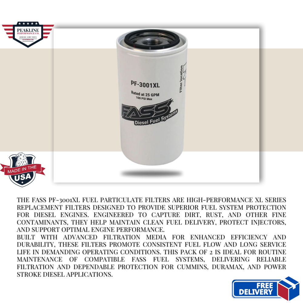 FASS PF-3001XL Fuel Particulate Filters – Pack of 2 | XL Series Diesel Replacement