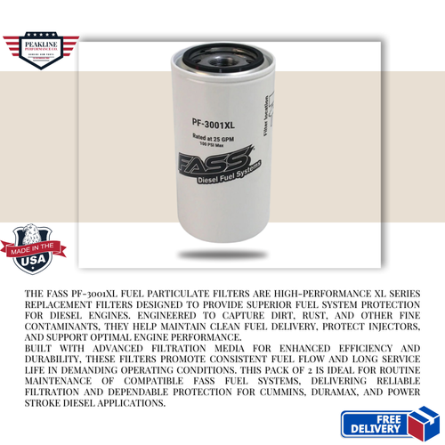 FASS PF-3001XL Fuel Particulate Filters – Pack of 2 | XL Series Diesel Replacement